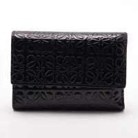 ロエベ リピートアナグラム スモールバーティカルウォレット レザー コンパクトウォレット ブラック ＡＢランク