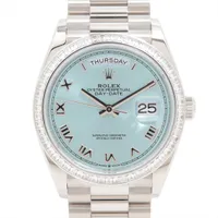 ロレックス デイデイト 128396TBR PT AT アイスブルー文字盤