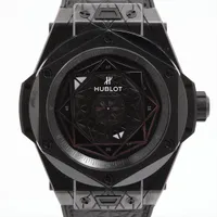 ウブロ ビッグバン ウニコ サンブルー オールブラック 世界限定200本 415.CX.1114.VR.MXM17 TI×CE×革×ラバー AT 黒文字盤 ＡＢランク