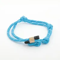 ミュウミュウ ロゴ GP×ファブリック ブレスレット ブルー ＡＢランク