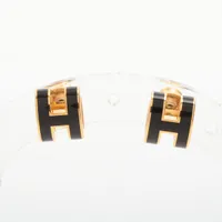 エルメス ミニポップアッシュH GP ピアス(両耳用) ゴールド×ブラック ＡＢランク
