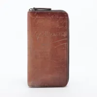 ベルルッティ カリグラフィ レザー ラウンドジップウォレット ブラウン