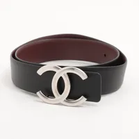 【 激レア☆ 】 シャネル　レザーベルト　モノトーン　バイカラー　ゴールド金具 激レア☆ 】 シャネル レザーベルト モノトーン バイカラー ゴールド