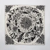 エルメス カレジェアン Sous le Charme d'Orphee オルフェウスの魅力の下に カシミヤ×シルク ストール ブラック×ホワイト Ａランク