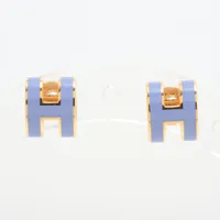 エルメス ミニポップアッシュH GP ピアス(両耳用) パープル×ゴールド Ａランク