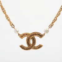 シャネル ココマーク GP×フェイクパール ネックレス 3616 ゴールド