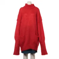 メゾンマルジェラ ナイロン×モヘヤ タートルネックニット 18AW レッド Ａランク