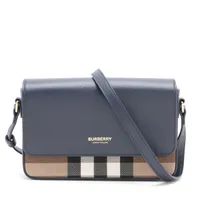 バーバリー ノバチェック キャンバス×レザー ショルダーバッグ ネイビー×ベージュ Ａランク