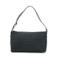 美品　フェンディ　ズッキーノ　キャンバス　レザー　ショルダーバッグ　ブラック B (目立った傷や汚れなし)】FENDI フェンディ ズッキーノ 柄