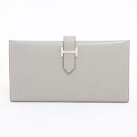 エルメス ベアン ボックスカーフ グレー シルバー金具