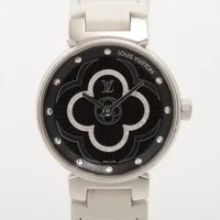 ルイ・ヴィトン タンブール QA018 SS×革 QZ 黒文字盤
