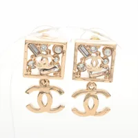 シャネル アクセサリー ピアス GP×フェイクパール×カラーストーンの  