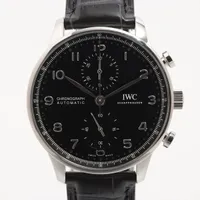 IWC ポルトギーゼ クロノグラフ IW371609 SS×革 AT 黒文字盤 ＡＢランク