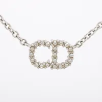ディオール Clair D Lune クレール ディー リュヌ GP×ラインストーン ネックレス シルバー ＡＢランク