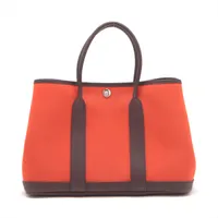 エルメス ガーデンパーティ30 TPM トワルオフィシエ×ネゴンダ オレンジ シルバー金具