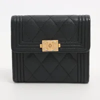シャネル ボーイシャネル キャビアスキン ブラック ゴールド金具 ＡＢランク