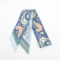 エルメス ツイリー GUEPARDS BANDANA チーター バンダナ シルク スカーフ ブルー Ａランク