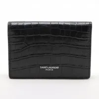 サンローラン 469338 クロコ型押し カードケース ブラック ＡＢランク