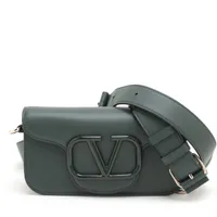 ヴァレンティノ Vロゴ ロコ スモール レザー 2WAYショルダーバッグ グリーン Ａランク