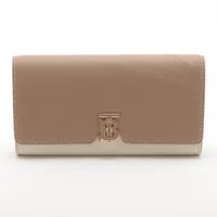 バーバリー TBロゴ PVC×レザー 財布 ベージュ Ａランク