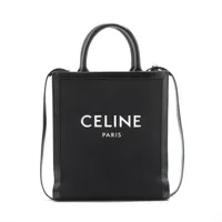 セリーヌ ミディアム バーティカル カバ キャンバス×レザー 2WAYハンドバッグ ブラック