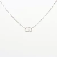 ディオール Clair D Lune クレール ディー リュヌ GP×ラインストーン ネックレス シルバー ＡＢランク