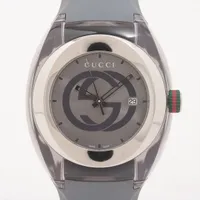 グッチ シンク 137.1 SS×ラバー QZ シルバー文字盤 ＡＢランク