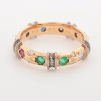 4℃ ダイヤ 色石 K18(YG)×K14WG