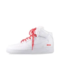 ナイキ×シュプリーム AIR FORCE 1 MID SP レザー ハイカットスニーカー ホワイト Ａランク