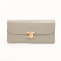 セリーヌ トリオンフ ラージウォレット レザー 財布 グリーン Ｂランク