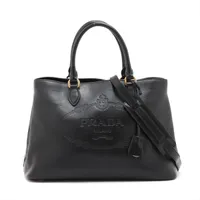 プラダ ロゴ レザー 2WAYハンドバッグ ブラック