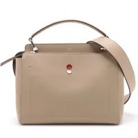 フェンディ ドットコム レザー 2WAYハンドバッグ グレージュ Ａランク