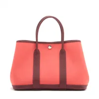 エルメス ガーデンパーティ30 TPM トワルオフィシエ×ネゴンダ レッド シルバー金具