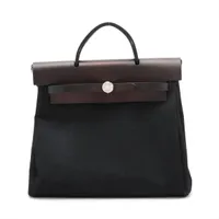 エルメス エールバッグアドPM トワルミロード×カーフレザー ブラック シルバー金具