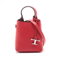 トッズ Tタイムレス レザー 2WAYハンドバッグ レッド ＡＢランク