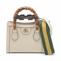 グッチ バンブー ダイアナ レザー 2WAYハンドバッグ ベージュ Ａランク