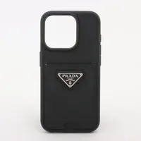 プラダ サフィアーノ プラスチック×レザー iPhoneケース ブラック ＡＢランク