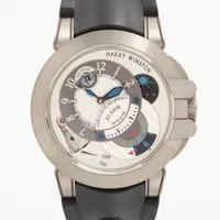 ハリーウィンストン 400-MMAC44Z ザリウム×ラバー 手巻き シルバー文字盤