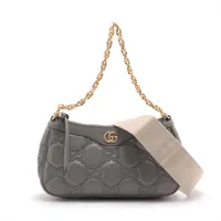 グッチ GGマトラッセ レザー 2WAYショルダーバッグ グレー Ａランク