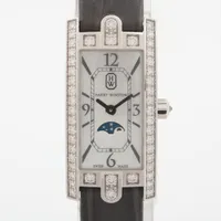 ハリーウィンストン レディアベニューCミニ AVCQMP16WW001 WG×革 QZ シェル文字盤