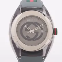 グッチ シンク 137.1 SS×ラバー QZ シルバー文字盤 ＡＢランク