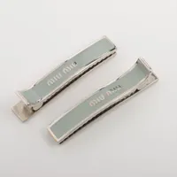 ミュウミュウ ロゴ GP ヘアクリップ グレー×シルバー ＡＢランク
