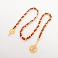 シャネル ココマーク GP×革 チェーンベルト レッド×ゴールド ＡＢランク