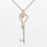 ティファニーダブルハートキーシルバーネックレス