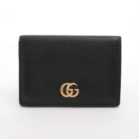 グッチ GGマーモント 474748 レザー 名刺入れ ブラック ＡＢランク