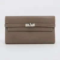 エルメス ケリーウォレット ヴォーエプソン エトゥープ シルバー金具 ＡＢランク