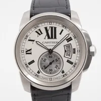 カルティエ カリブル ドゥ カルティエ W7100037 SS×革 AT シルバー文字盤 3389737881SX