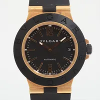 ブルガリ ディアゴノ AL38G YG×ラバー AT 黒文字盤