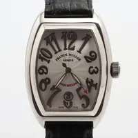 フランクミュラー コンキスタドール 8002SC SS×社外革 AT シルバー文字盤