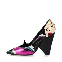 サンローランパリ レザー×ハラコ パンプス ブラック×マルチカラー ＡＢランク